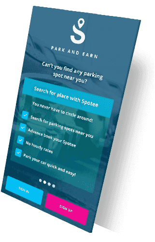 intro spotee screen (search for smart parking) | Spotee